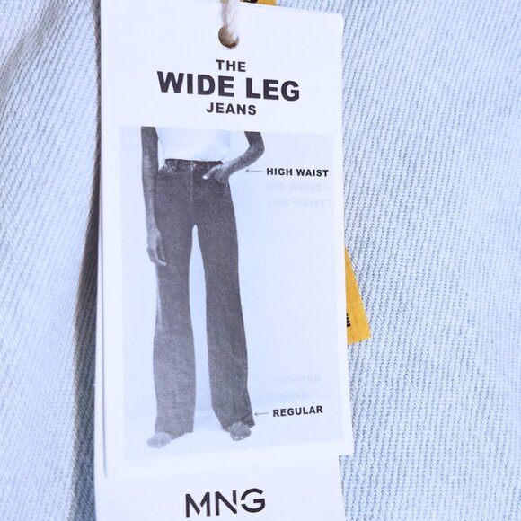 Mango "The Wide Leg Jeans" Light Wash | NWT & Cutout Pocket Detail | Size 8 US - Picture 9 of 12